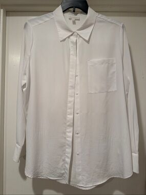 Prologue White Long-Sleeve Button Front Blouse